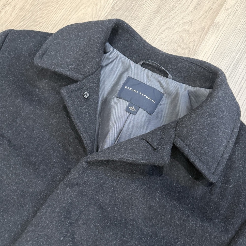 Banana Republic Wool Blend Coat Men Large Grey Button Up Jacket Cashmere